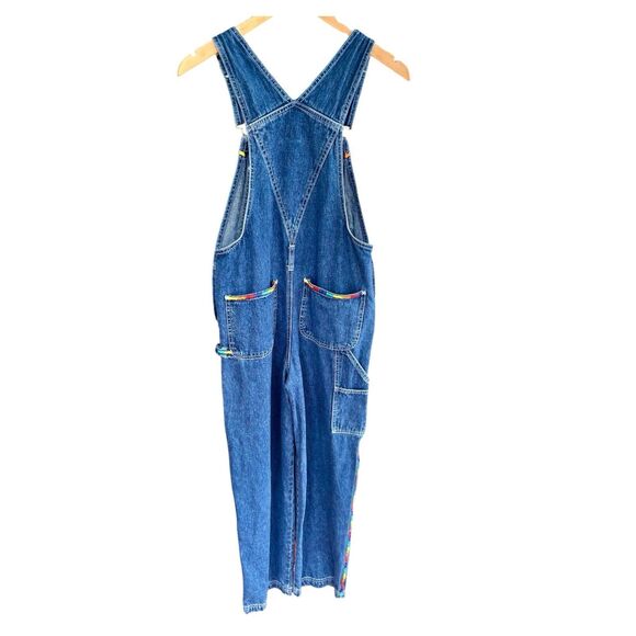 Vintage Limited Too 90s Denim Overalls Juniors 3 Blue Rainbow Trim Y2K Grunge - Picture 4 of 10